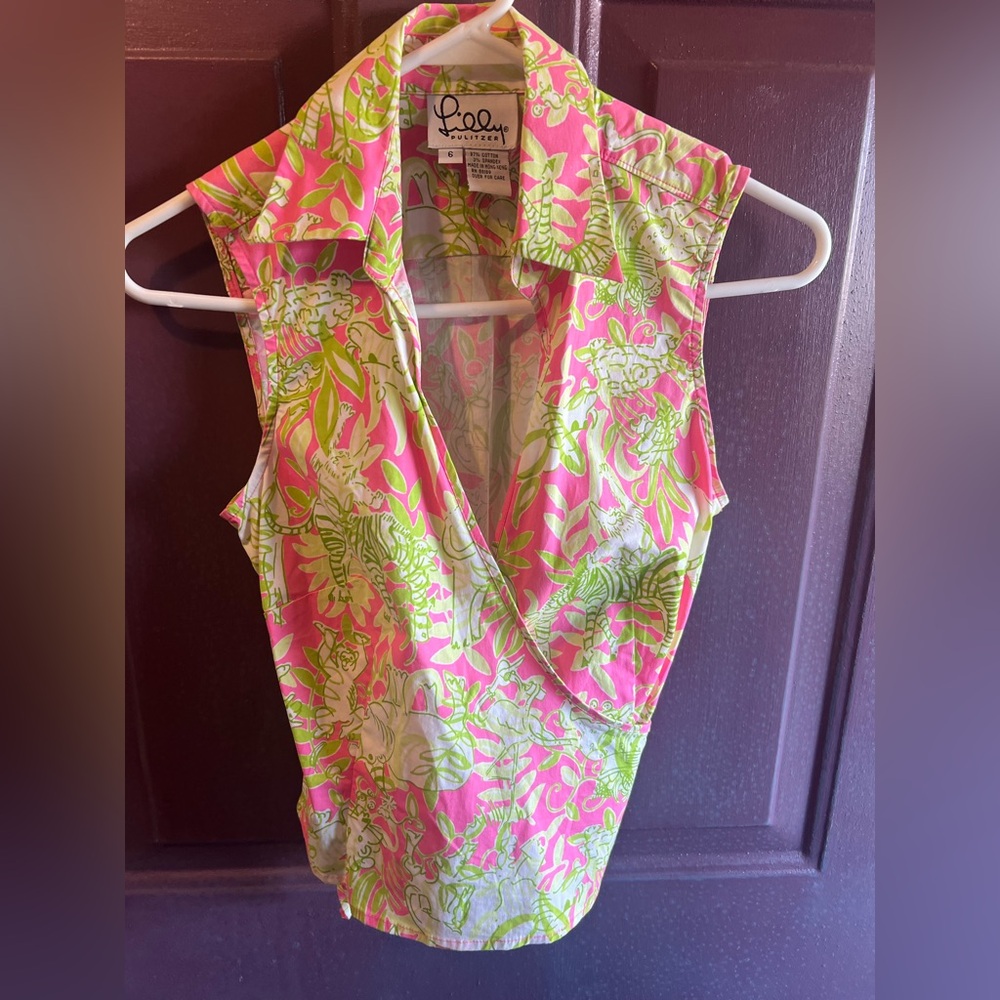 Lilly Pulitzer Vintage Wrap Top/Blouse Sz 6
